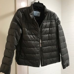 Prada Moto Puffer Jacket, grey, size 42